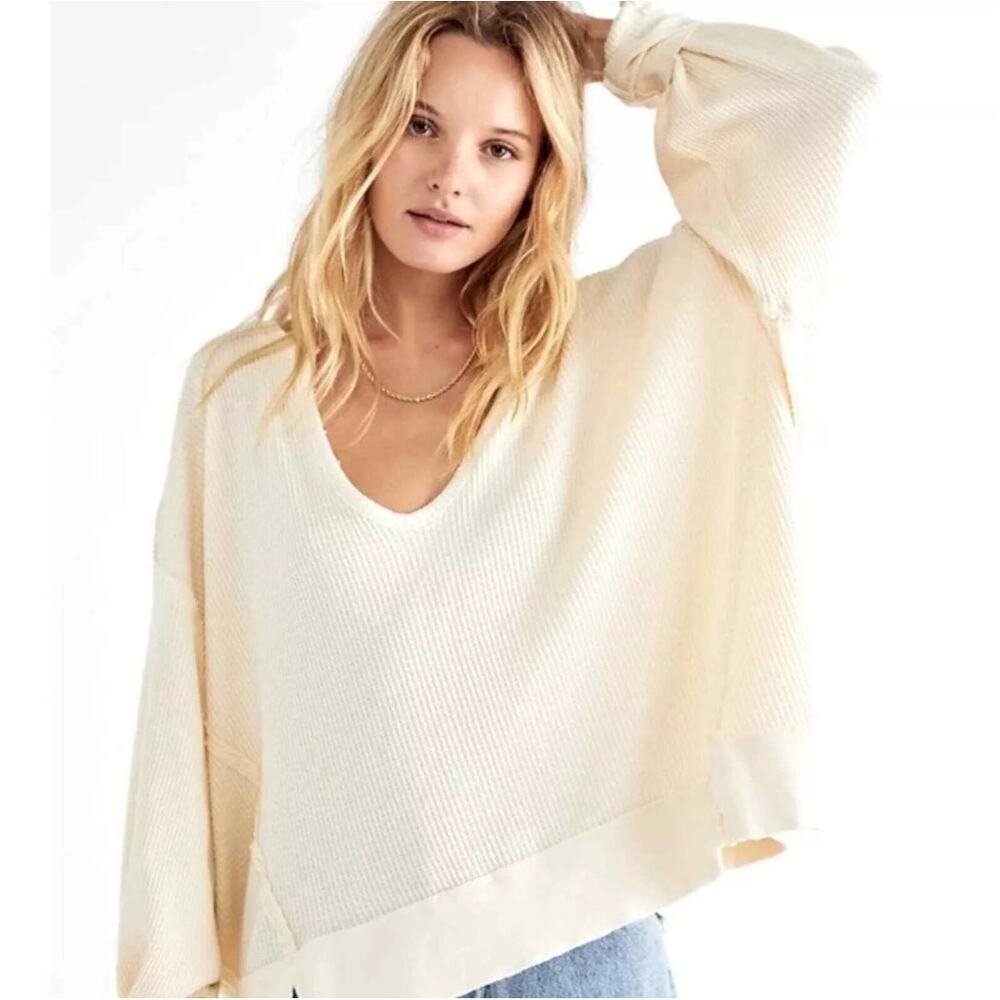 Free People Santa Clara V Neck Thermal Top NWT